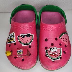 Jolly Rancher Crocs Classic Clog Kids Size 10C Watermelon Pink And Green